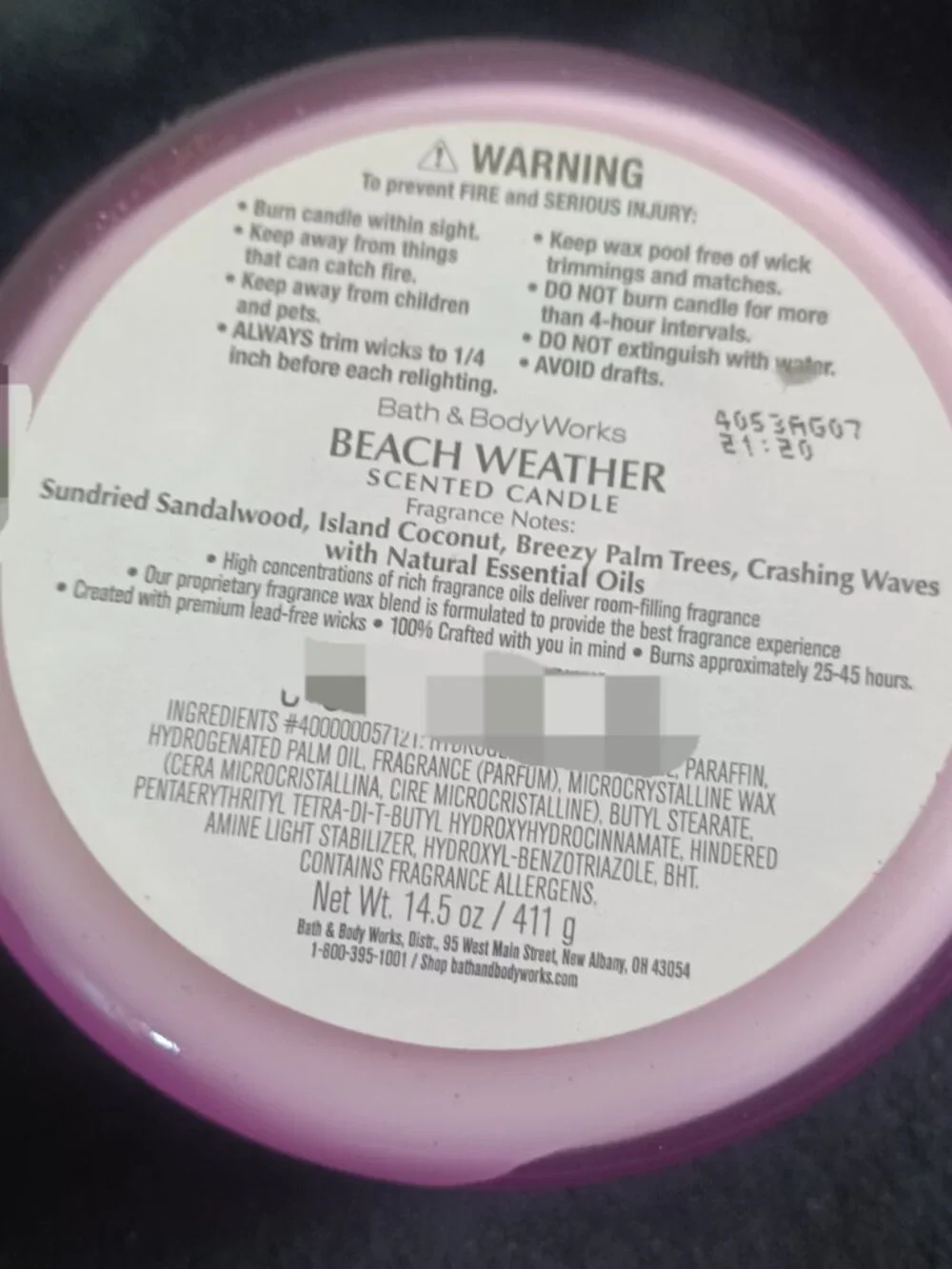 Bath & Body Works 3 Wick Candle - Beach Weather - NEW - Picture 2 of 2
